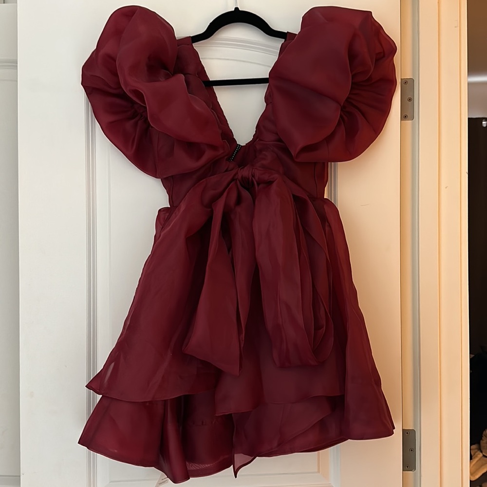 Aje Greta Tie Dress (AUS 10/US 6) Burgundy - Picture 7 of 7